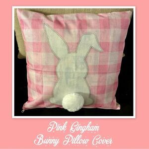 Pink Gingham Bunny Pillow Cover